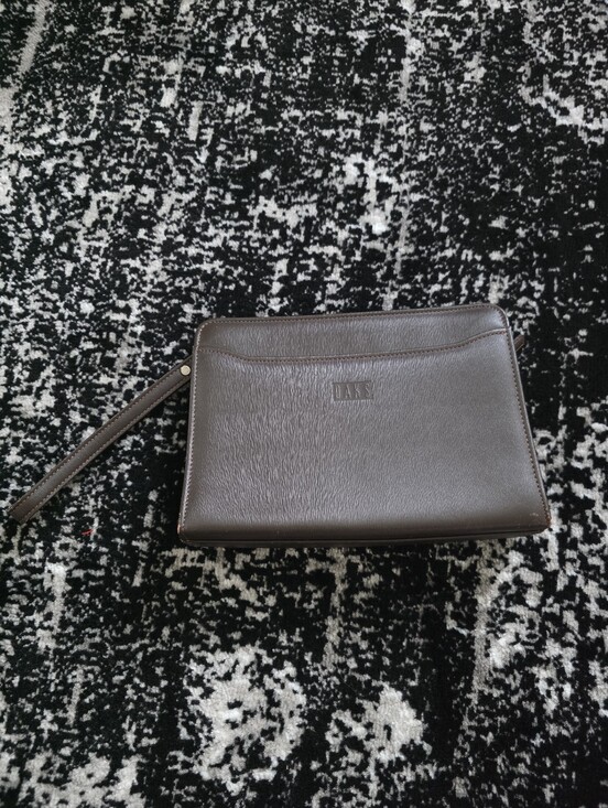 Daks Handbags - DAKS London Brown Leather Clutch Bag